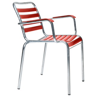 Bättig Stuhl Modell 111a mit 13 Kunststofflatten in Rot